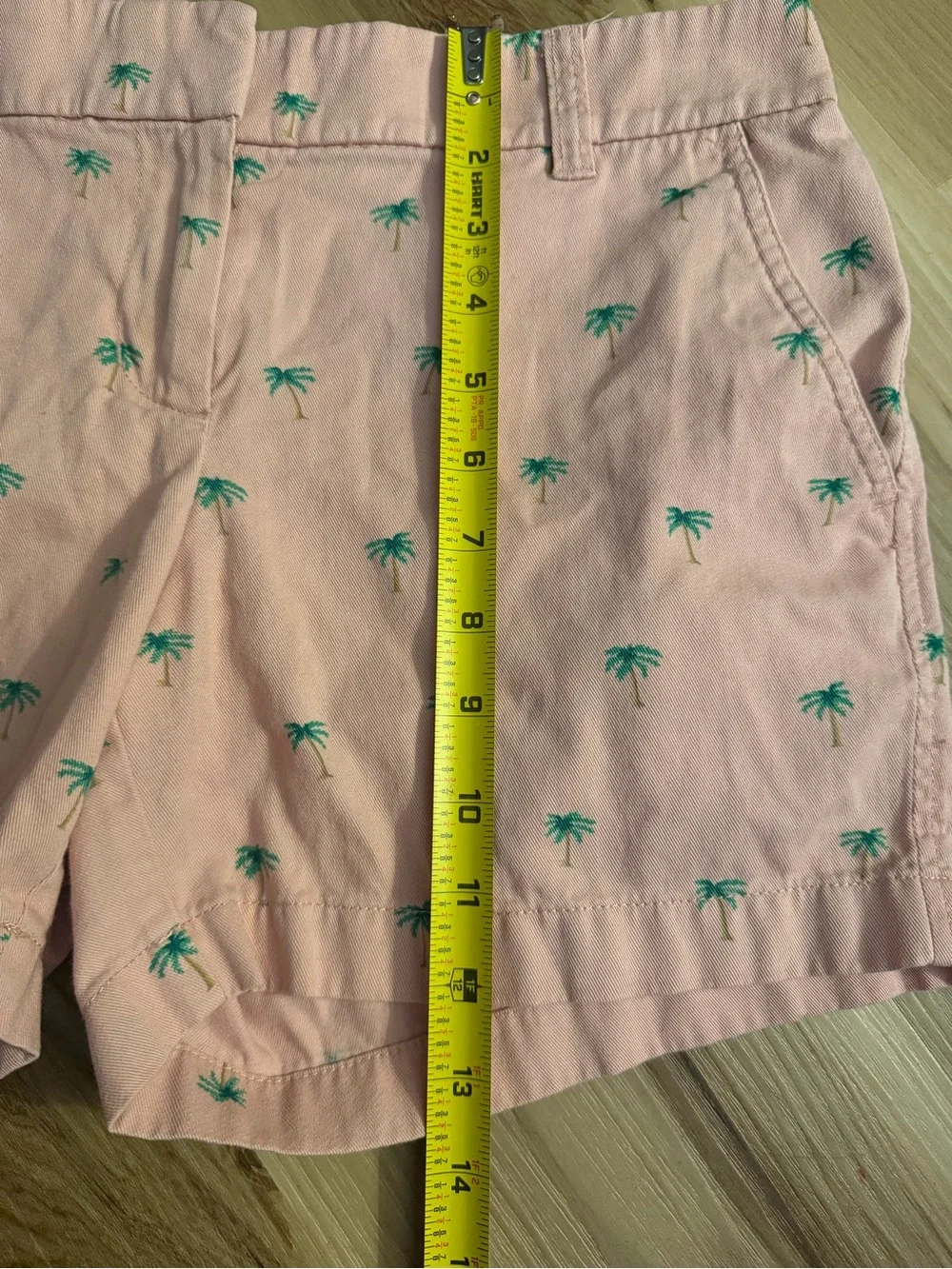 J.Crew Palm Tree Embroidered Chino Shorts Pink Green - Size 2 - Picture 8 of 9